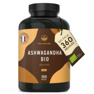 Ashwagandha Bio Extra Fort - 360 Gélules - Bien-être Mental et Physique - True Nature