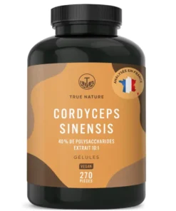 Cordyceps Sinensis Ultra Puissant - 6500mg (10:1) - 270 Gélules Végétales - Performance Sportive & Bien-Être - 40% Polysaccharides Bioactifs - Vegan, Sans Additifs, Gluten, Lactose - TRUE NATURE