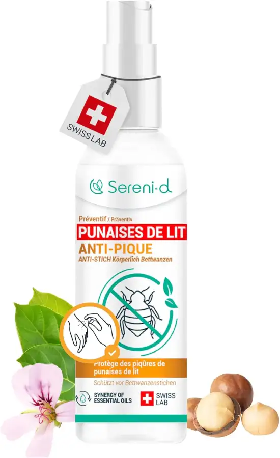 SERENI-D - ANTI-PIQUE TRAITEMENT CORPOREL REPULSIF VEGETAL ANTI PUNAISES DE LIT - Spray concentré aux huiles essentielles contre les piqures de punaises de lit (Traitement Corporel Anti Punaises)