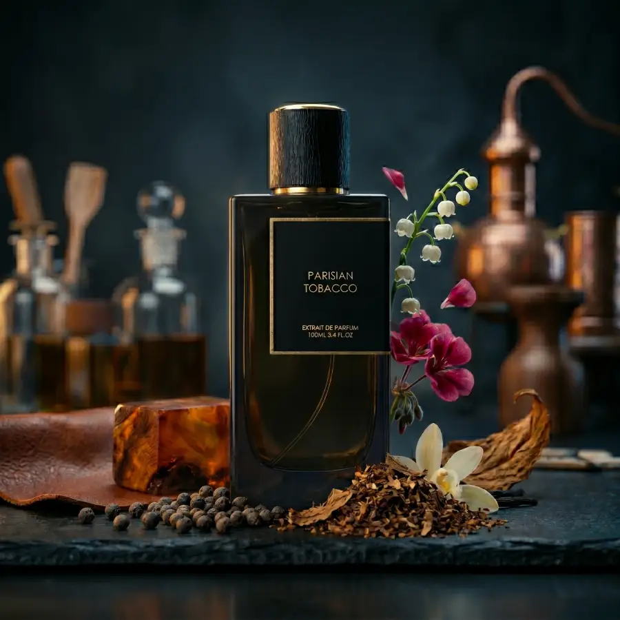 Notes de tête : Bergamote, Poivre, Safran Notes de cœur : Muguet, Géranium, Hedione Notes de fond : Cuir, Amberwood, Feuille de Tabac, Fève de Tonka, Vanille, Encens
