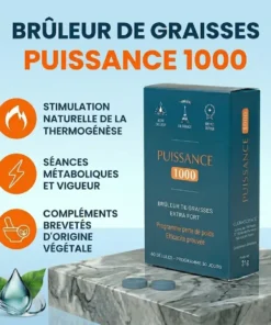 Puissance 1000 boîtes de 60 gélules pour une cure de 30 jours d'amincissement.