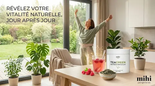 Des éléments végétaux et botaniques rafraîchissants symbolisant la minceur et l'énergie pure.